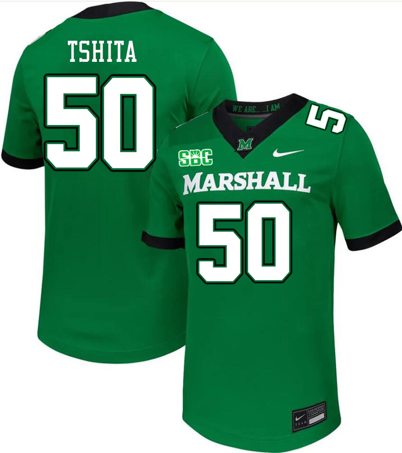 Men #50 Beni Tshita Marshall Thundering Herd SBC Conference College Football Jerseys Stitched-Green